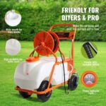 Pulverizador de Jardín VEVOR KF-60C-1 15 Galones con Batería Carrito con Ruedas Manguera 126 Pies 8 Boquillas 2 Varitas