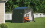 Cobertizo de Almacenamiento Scotts 70494 8x8x8 pies Verde Impermeable con Marco de Acero