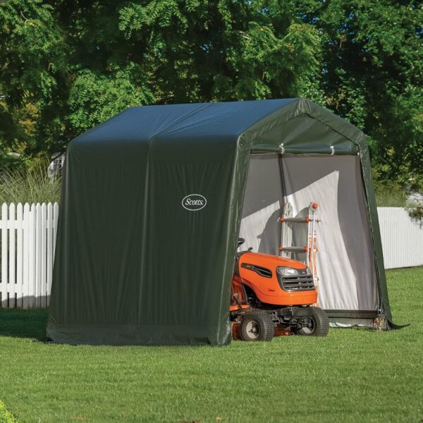 Cobertizo de Almacenamiento Scotts 70494 8x8x8 pies Verde Impermeable con Marco de Acero