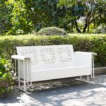 Sofá Deslizador Crosley Furniture Bates CO1023-WH Blanco Brillante para 3 Personas Acero Aleado