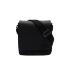 Bolso Cruzado Lacoste NH4423HC Bandolera Clásica con Solapa Lona Reciclada Efecto Piqué Solapa Negra