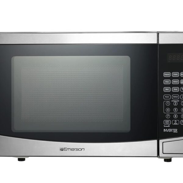 Emerson Horno de microondas de 1.2 pies cúbicos con inversor, temporizador y pantalla LED, 1000W, 10 niveles de potencia