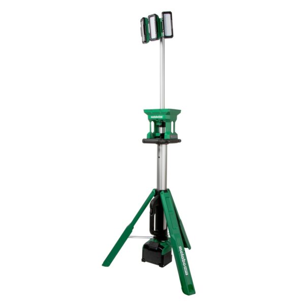 Metabo HPT Trípode LED inalámbrico multivoltios de 18 V, 4000 lúmenes, resistente al agua y al polvo, hasta 16.8 horas d