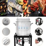 Kit para Hervir Mariscos Creole Feast SBK1001 con Colador Caldera de Aluminio 100 Cuartos Regulador de 10 PSI Plateado y