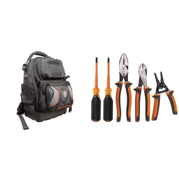 Mochila Klein Tools 55485 con Kit de Herramientas Aisladas 94130 48 Bolsillos Nailon Negro