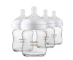 Calentador de biberones Philips AVENT SCF358/00 con biberones de vidrio natural paquete de 4 de 4 onzas y paquete de 4 d