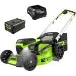 Cortacésped Inalámbrico Greenworks MO60L516 60V 21 Pulgadas Batería 5.0 Ah con Cargador Rápido 4 en 1 Luces LED IPX4