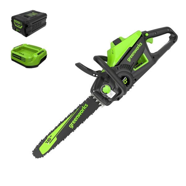 Motosierra Inalámbrica Greenworks 2019202 60V 16 pulgadas Batería 2.5 Ah y Cargador Incluidos