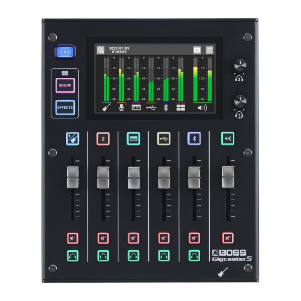 BOSS Gigcaster 5 Mezclador compacto de transmisión de audio de 5 canales con entrada directa de guitarra/bajo, 2 entrada