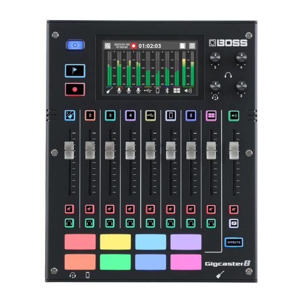 BOSS Gigcaster 8 | Mezclador de transmisión de audio de 8 canales con entrada directa de guitarra/bajo | 4 entradas comb