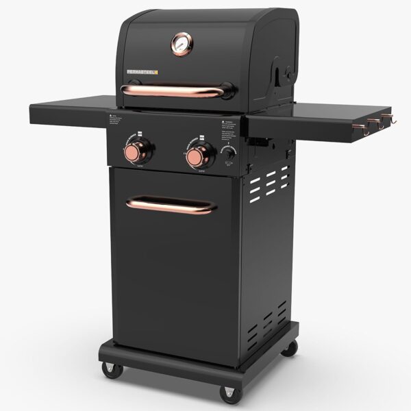Parrilla de Gas Permasteel PG-40201-BC 2 Quemadores 360 Pulgadas Cuadradas Negro Cobre