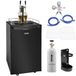 VEVOR Dispensador de cerveza Kegerator, dispensador de cerveza comercial de doble grifo para sistema D, refrigerador de