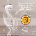 Kidde Detector de humo inteligente y aire interior, monitor de calidad, WiFi, dispositivo compatible con Alexa, cableado