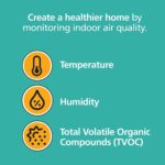 Kidde Detector de humo inteligente y aire interior, monitor de calidad, WiFi, dispositivo compatible con Alexa, cableado
