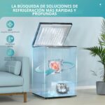 EUHOMY congelador de pecho de 3.5 pies cúbicos con cesta extraíble, pequeño congelador profundo ajustable con 7 termosta