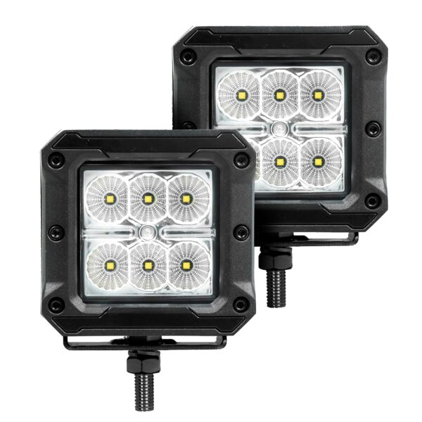 Kit de Luces de Inundación LED Go Rhino Xplor Lighting 751803023FCS Cubo 3x3 Serie Bright Par Aluminio Negro Montaje en