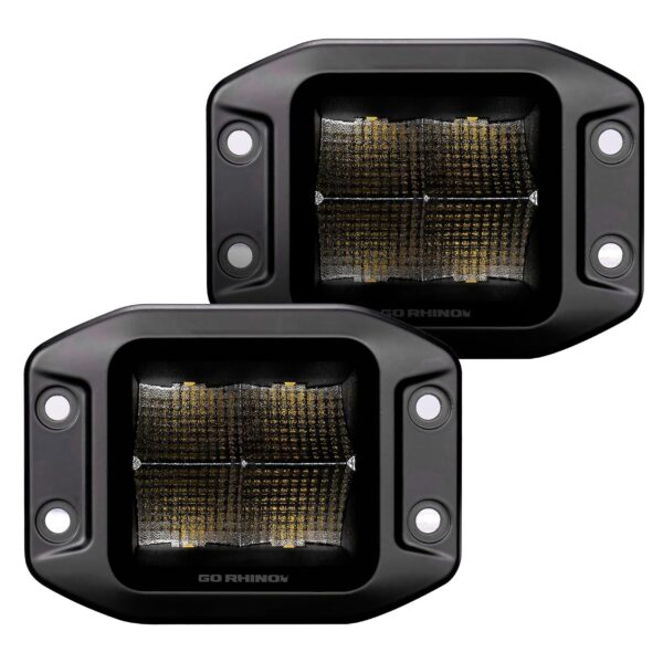 Kit de Luces LED de Inundación Cubo 3x3 Go Rhino Xplor Lighting Serie Blackout Montaje Empotrado Par Aluminio Negro