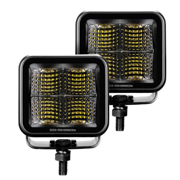 Kit de Luces LED de Inundación Cubo 3x3 Go Rhino Xplor Lighting Serie Blackout 750400321FCS Negro 40 Vatios 4800 Lúmenes