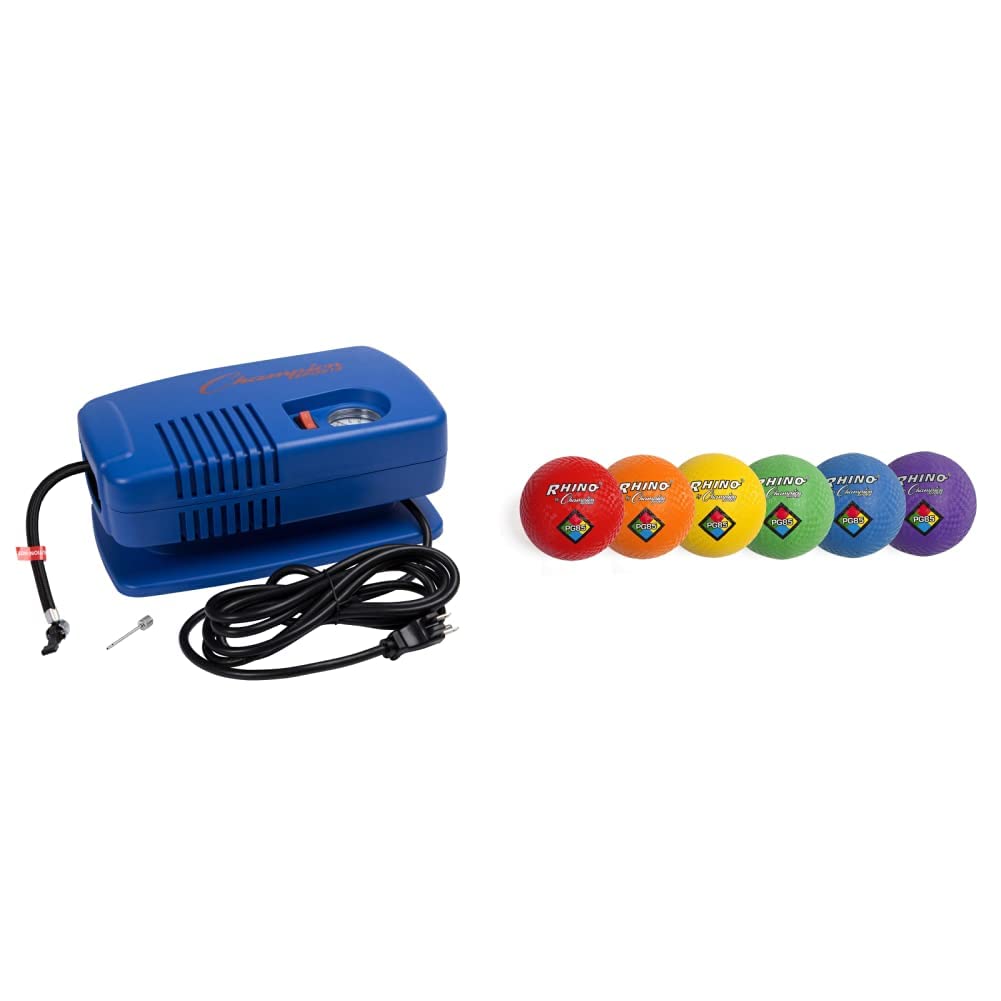 Bomba eléctrica para inflar balones Champion Sports con manómetro aguja y manguera inflador portátil de alto flujo 125 P