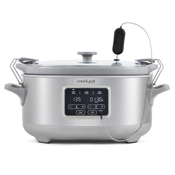 Crockpot olla de cocción lenta programable de 7 cuartos de galón portátil con Sous Vide, acero inoxidable