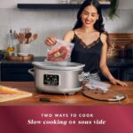 Crockpot olla de cocción lenta programable de 7 cuartos de galón portátil con Sous Vide, acero inoxidable