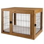 Jaula para Perros PETMAKER PET6307 Madera de Acacia Puertas Dobles y Cojín Acolchado Color Natural 40.94x28.34x32 pulgad