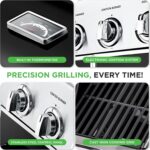 Parrilla de Gas Propano NutriChef NCGRIL2.5 Acero Inoxidable 52000 BTU 5 Quemadores Termómetro Integrado