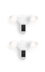 Cámara con reflector cableada Ring Plus: seguridad en exteriores para tu casa o negocio con video HD de 1080p activado p