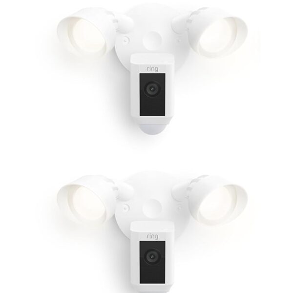 Cámara con reflector cableada Ring Plus: seguridad en exteriores para tu casa o negocio con video HD de 1080p activado p