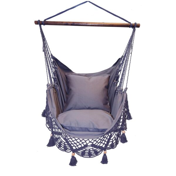 Silla Hamaca Calloway Mills 11057HCSET con 2 Almohadas de 24 x 24 Pulgadas Barra Esparcidora de Madera de Pino Color Cao