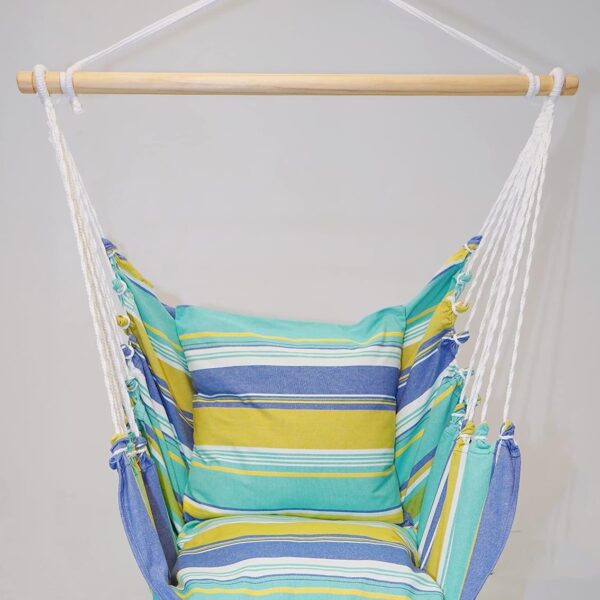 Silla Hamaca Calloway Mills 11044HCSEST Ocean Breeze con 2 Almohadas Barra de Madera de Pino 44 Pulgadas Límite de Peso
