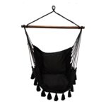 Silla Hamaca Calloway Mills 11059HCSET Negro Medianoche con 2 Almohadas 24x24 pulgadas Barra Esparcidora de Madera de Pi