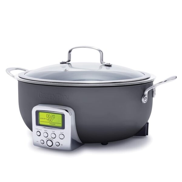 GreenPan Elite Essential Smart - Sartén eléctrica de 6 cuartos de galón, preajustes para sellar, saltear, sofreír revolv