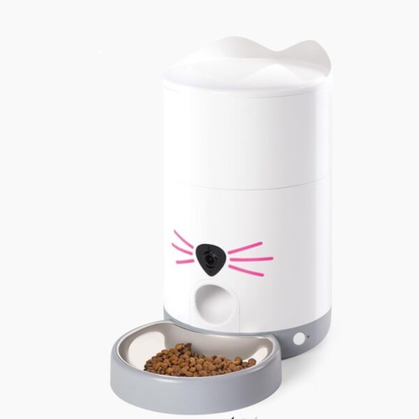 Comedero Inteligente para Gatos Catit PIXI Vision 43753 con Cámara HD Wi-Fi Visión Nocturna Acero Inoxidable Blanco Capa