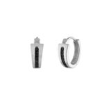 Pendientes de Aro Bulova BVE1007-WSAA Plata de Ley Chapada en Rodio con Diamantes Negros 0.15 CTTW para Hombre