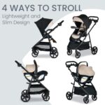 Britax Willow Brook S+ Sistema de viaje para bebé, asiento de automóvil para bebés y cochecito combinado con base Alpine