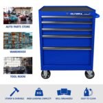Olympia Tools Cofre de herramientas de 5 cajones, gabinete de almacenamiento de herramientas de metal rodante de 27 pulg