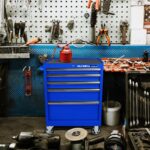 Olympia Tools Cofre de herramientas de 5 cajones, gabinete de almacenamiento de herramientas de metal rodante de 27 pulg