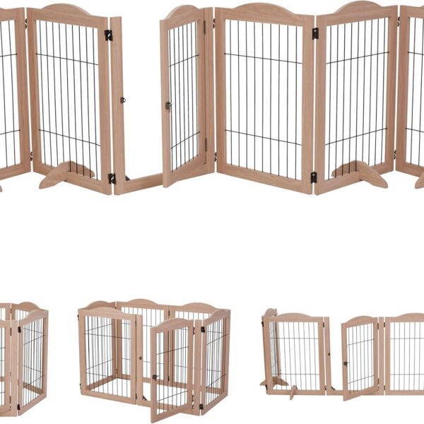 Puerta y Corral Independiente para Perros Arf Pets APDGWM6P 6 Paneles Madera 132 Pulgadas de Ancho 31.5 Pulgadas de Alto
