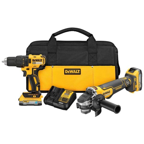 DEWALT Juego de taladro y amoladora de 20V MAX, set de herramientas eléctricas, incluye 2 baterías y cargador (DCK231E2)