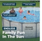 Piscina Bestway Steel Pro MAX Modelo 5619HE Redonda con Revestimiento de Piedra 192 x 192 x 48 Pulgadas