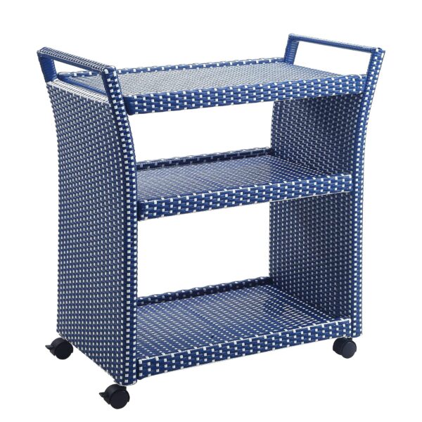 24/7 Shop at Home Aalderk Beach - Carrito de servicio móvil de mimbre para todo tipo de clima y 2 estantes con ruedas pa