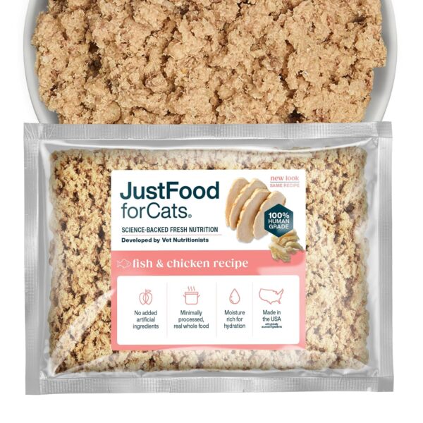 Alimento Congelado para Gatos JustFoodForDogs Paté Sabor Pollo Pack 7 1.13 Libras Sin Granos Grado Humano
