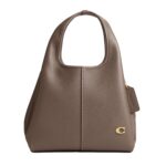 Bolso de hombro Coach CM545 cuero de guijarro pulido piedra oscura