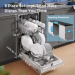 Midea MDF18A1AST Lavavajillas empotrado con 8 configuraciones de lugar, 6 programas de lavado, cuba de acero inoxidable,