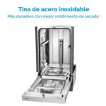 Midea MDF18A1AST Lavavajillas empotrado con 8 configuraciones de lugar, 6 programas de lavado, cuba de acero inoxidable,