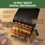 Excalibur Deshidratador de alimentos de la serie Select de 10 bandejas para carne seca, frutas, verduras, hierbas, golos