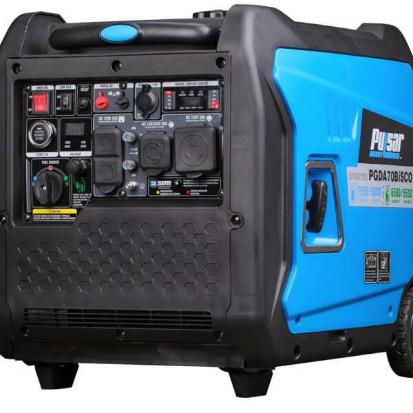 Generador Inversor Pulsar PGDA70BiSCO Combustible Dual 7250 Vatios Azul
