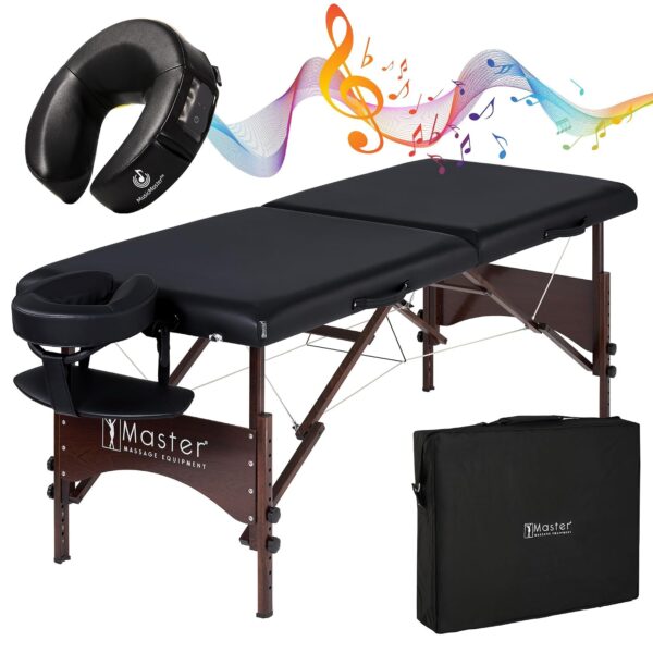Mesa de Masaje Portátil Master Massage Argo 10649+10109 28x84 Pulgadas con Cojín Facial Extra Music