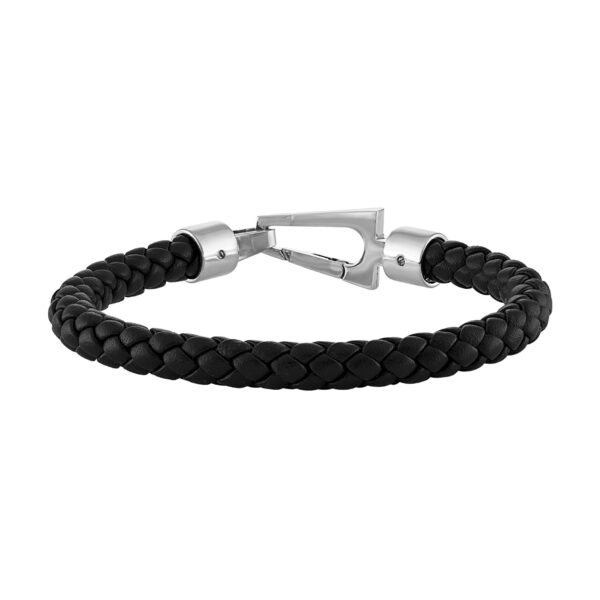 Pulsera Bulova Marine Star BVB1046-SBSTNA Cuero Trenzado Negro 8.5 pulgadas